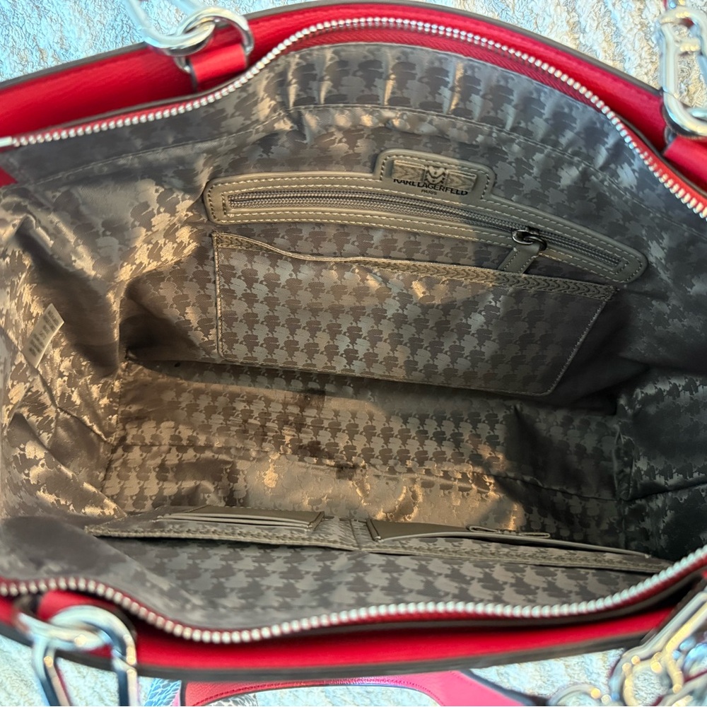 Karl Lagerfeld Brown and Red Shoulder Bag - Picture 8 of 10